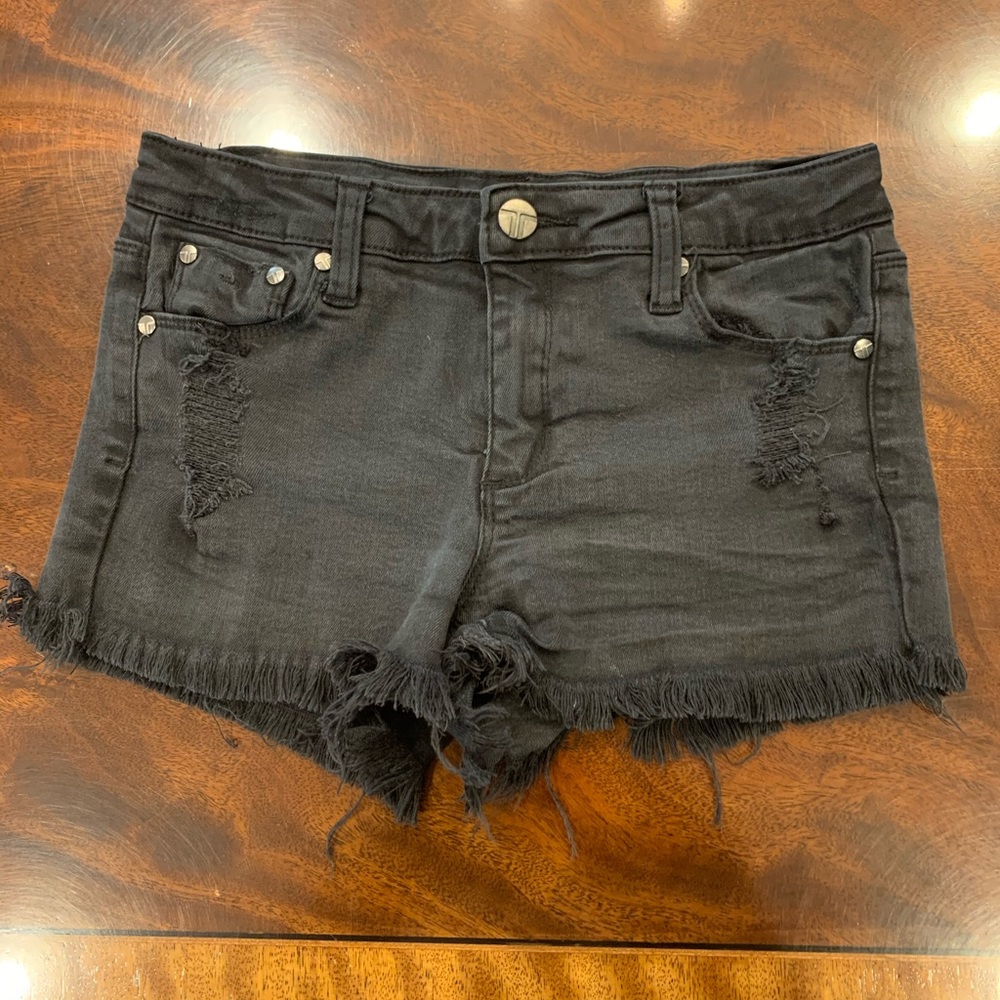 Black denim jean shorts